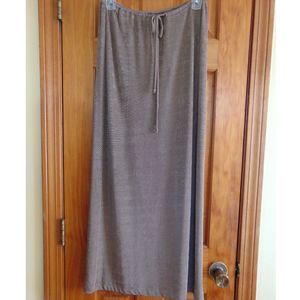 ECRU Midi Skirt, Women's Size MED, Poly/Spandex Knit, Tie Belt, Gold/Brown